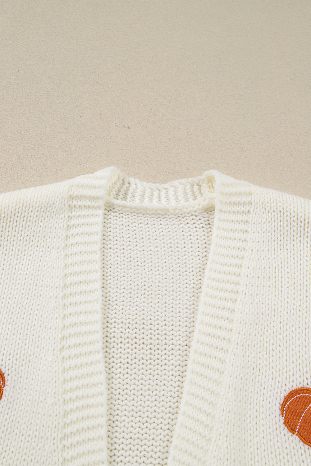 White Pumpkin Print Open Front Drop Shoulder Midi Cardigan 🇺🇸