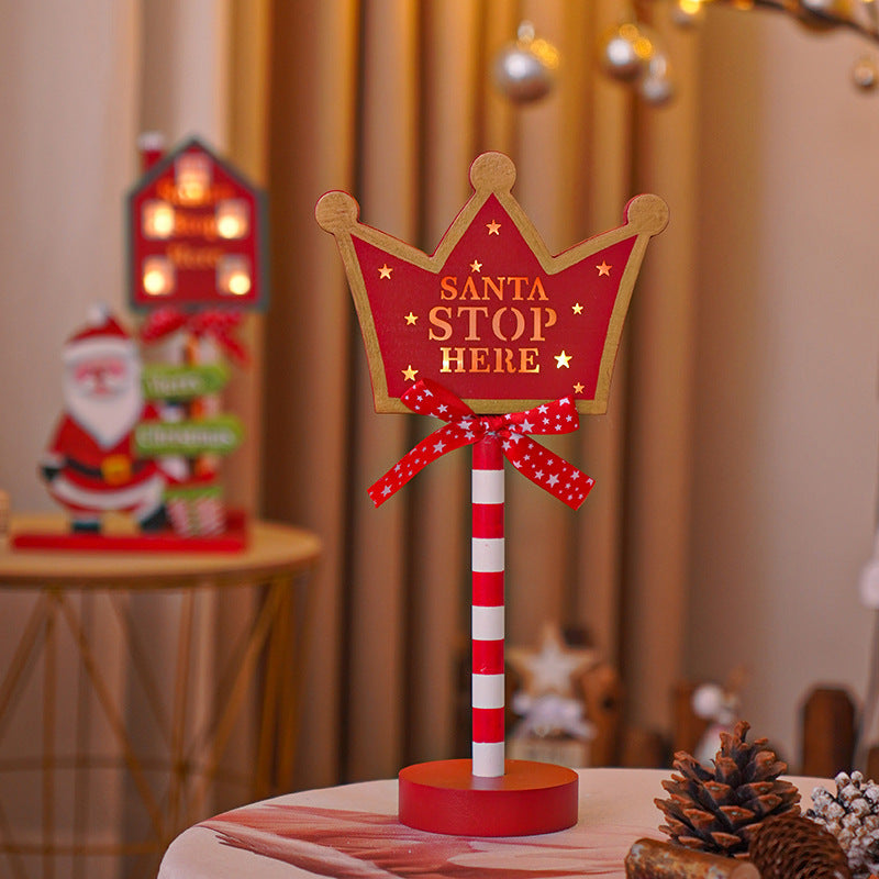 Christmas Road STOP Decorative Lights Wooden Atmosphere Led Colored Lamp 🇨🇳 l