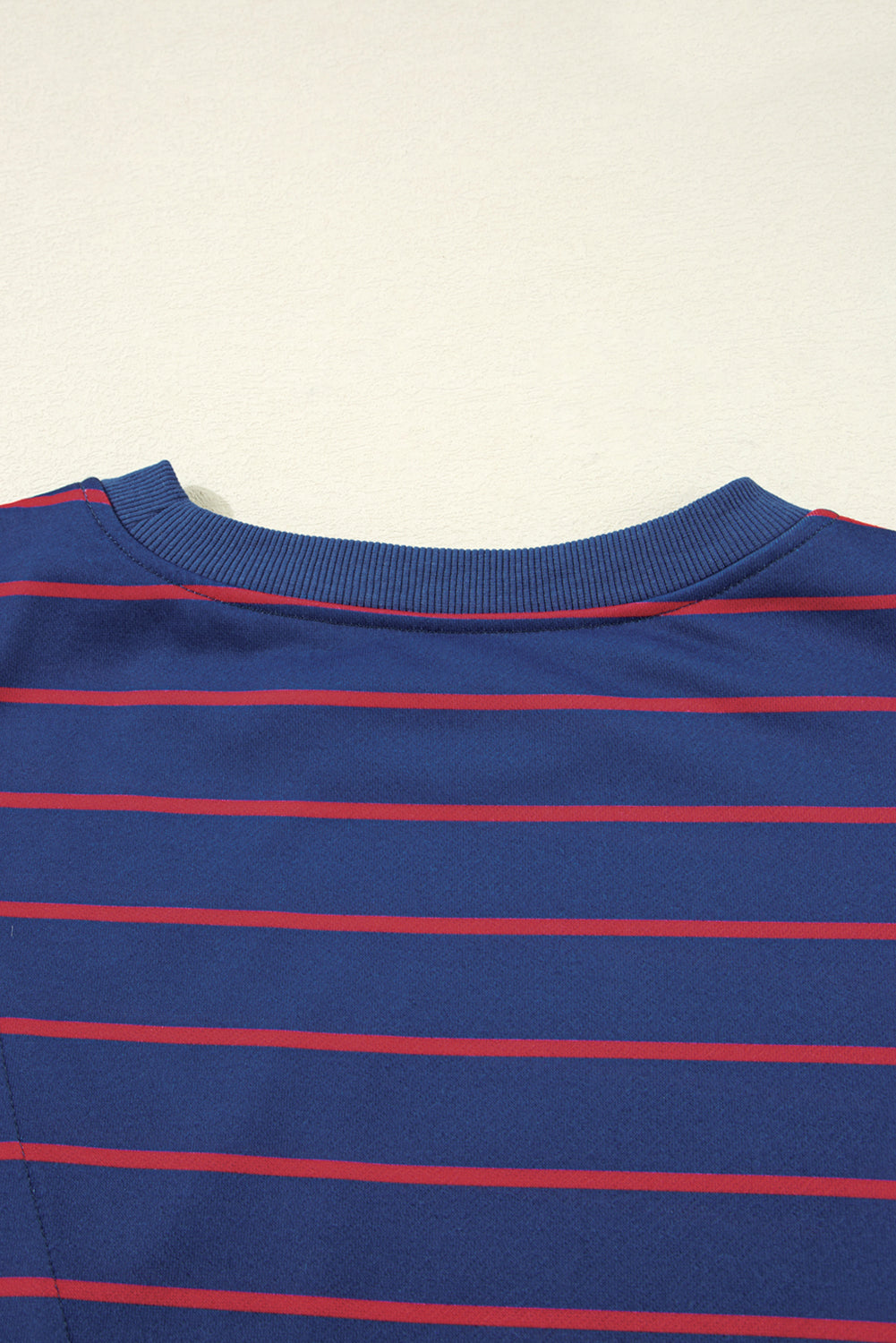 Blue Stripe Stylish Overlap Detail Drop Shoulder Pullover Sweatshirt 🇺🇸