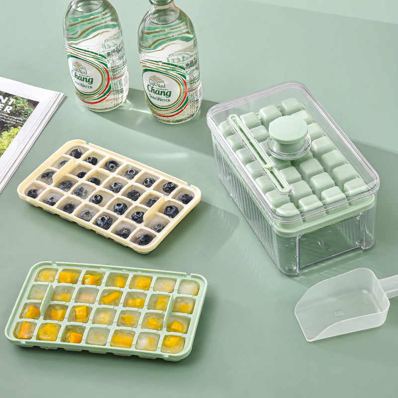 Press Type Ice Cube Box Refrigerator Artifact Silicone Mold With Cover Household Sealed Food Grade Ice Maker 🇨🇳
