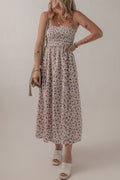 Multicolour Bohemian Ditsy Floral Smocked Fit Flare Sundress 🇺🇸