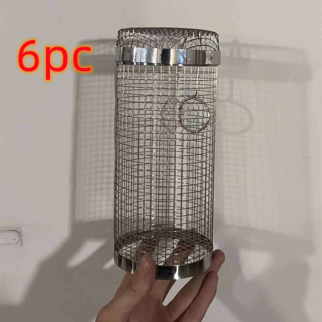 Rolling Grilling Basket Metal BBQ Barbecue Basket Net Portable Outdoor Camping Barbecue Rack Kitchen Gadgets 🇨🇳