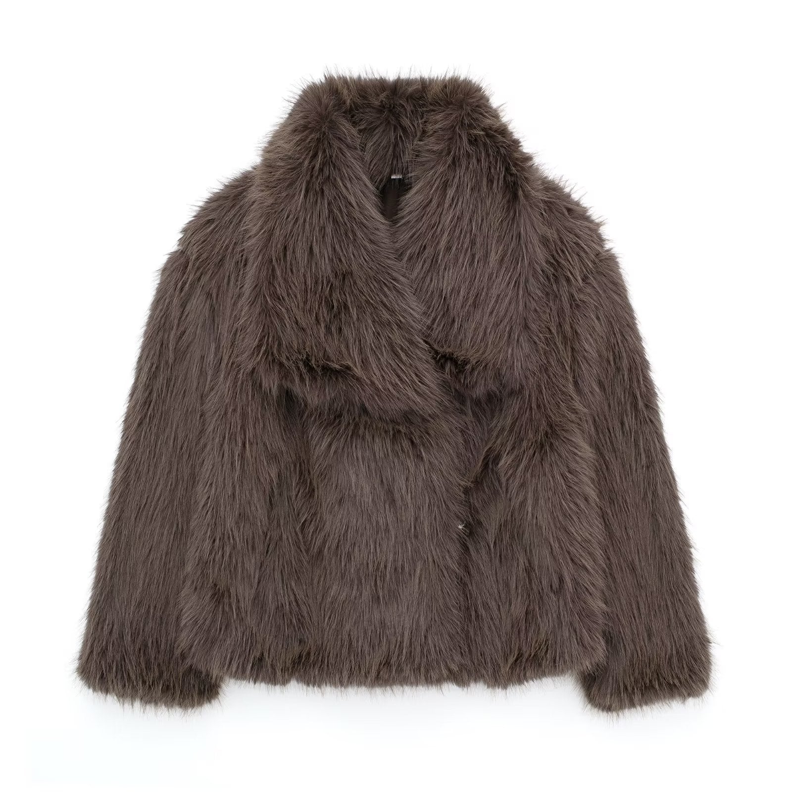 Winter Plush Coat Fashion Warm Thicken Fluffy Lapel Jacket Outwear with Casual Long Sleeve 🇨🇳