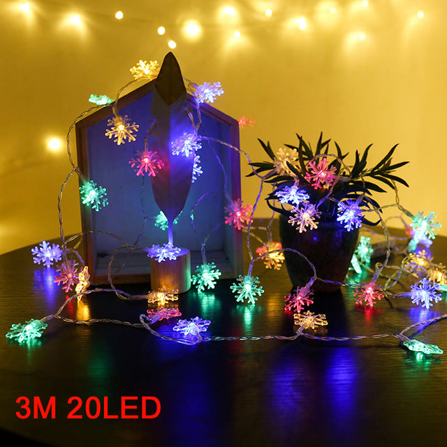 Snowman Christmas Tree LED Garland String Lights Snowflakes String Fairy Lights Hanging Ornaments 🇨🇳