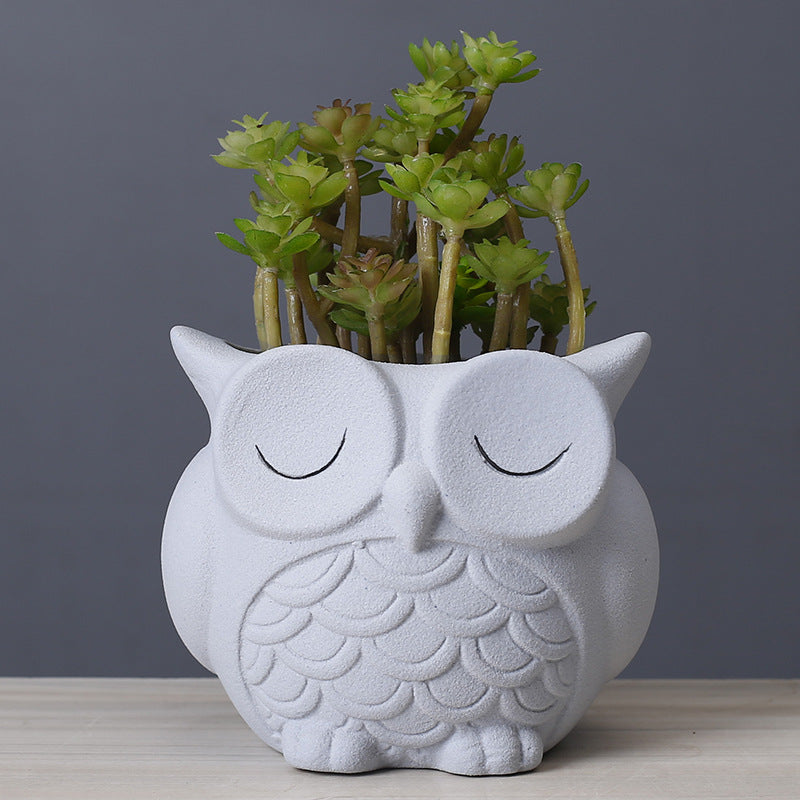 Flower pot ceramic indoor creative simple desktop small animal flower ornaments 🇨🇳