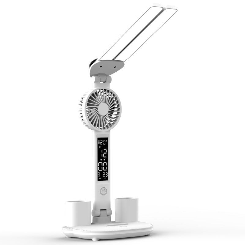 Foldable LED Table Light Eye Protection Multifunction Desk Lamp With Thermometer Calendar Fan Pen Holder Study Reading Fan Light 🇨🇳