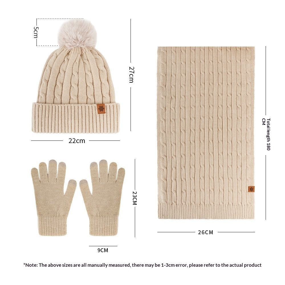 Women's Winter Warm Riding Ear Protection Knitted Hat Scarf Gloves 🇨🇳
