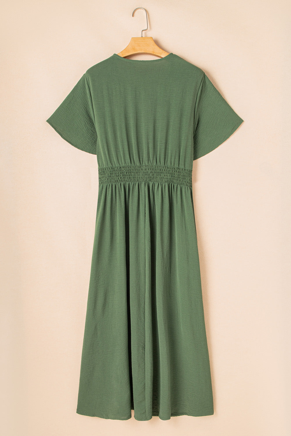 Four Leaf Clover Surplice Neckline Shirred High Waist Plus Size Maxi Dress 🇺🇲