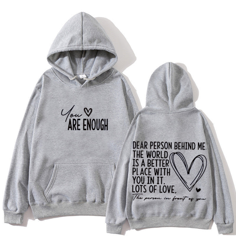 New YOU ARE ENOUGH Lettered Casual Hoodie 🇨🇳