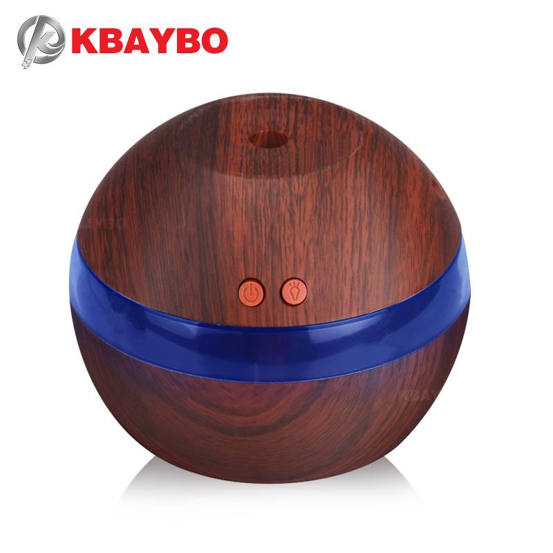 KBAYBO USB Ultrasonic Humidifier 290ml Aroma Diffuser Essential Oil Diffuser Aromatherapy Mist Maker with LED Light Wood grain 🇨🇳