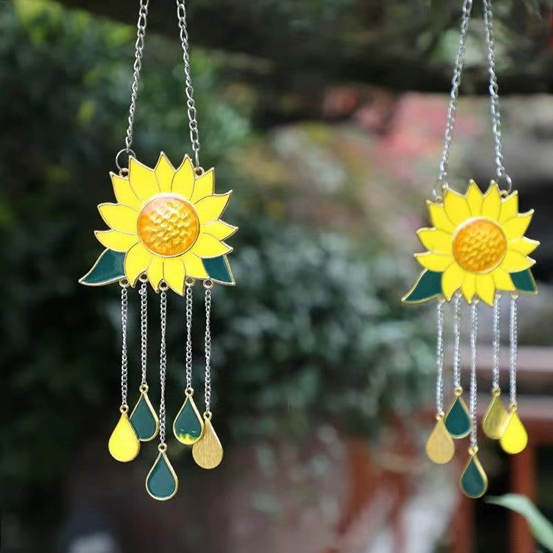 Sunflower Wind Chimes Pendant Metal Sunflower Sunflower Wall Decorations Art Pendant Indoor Wind Chimes 🇨🇳