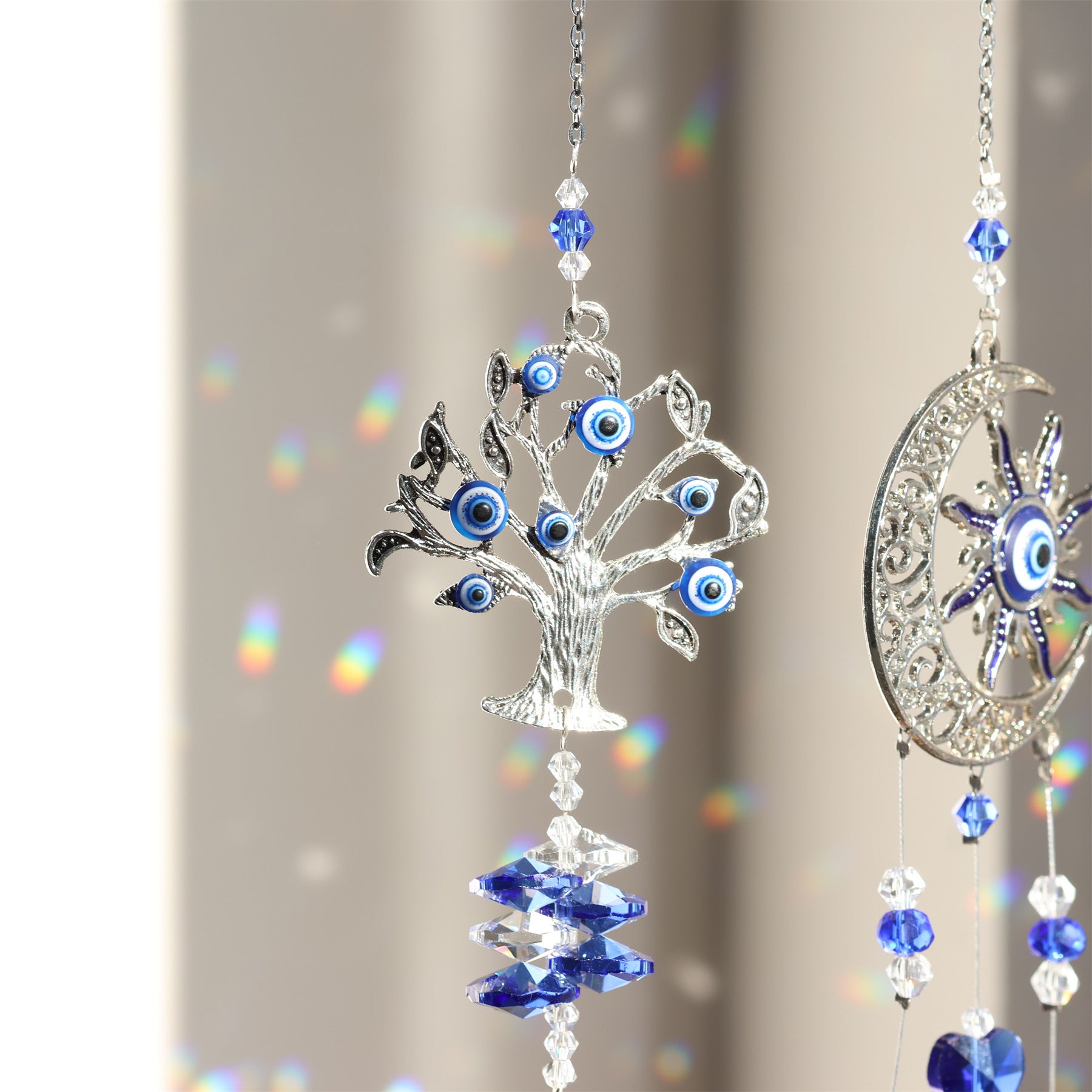 Devil's Eye Sunshine Catcher Lucky Tree Crystal Ornaments Outdoor Garden Home Window Hanging Decorations 🇨🇳