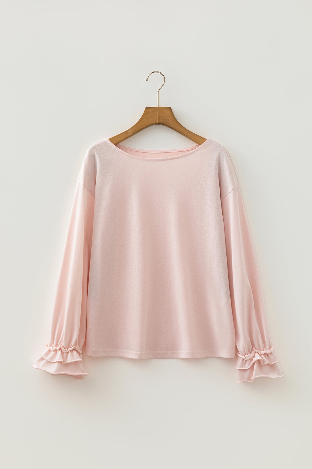Gossamer Pink Ruffle Sleeve Long Sleeve Loose Pullover Top 🇬🇧