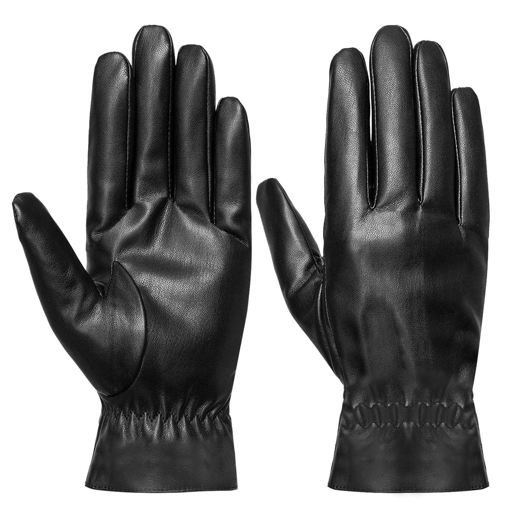 1Pair Unisex Black Leather Winter Warm Windproof High Quality Soft Gloves 🇨🇳
