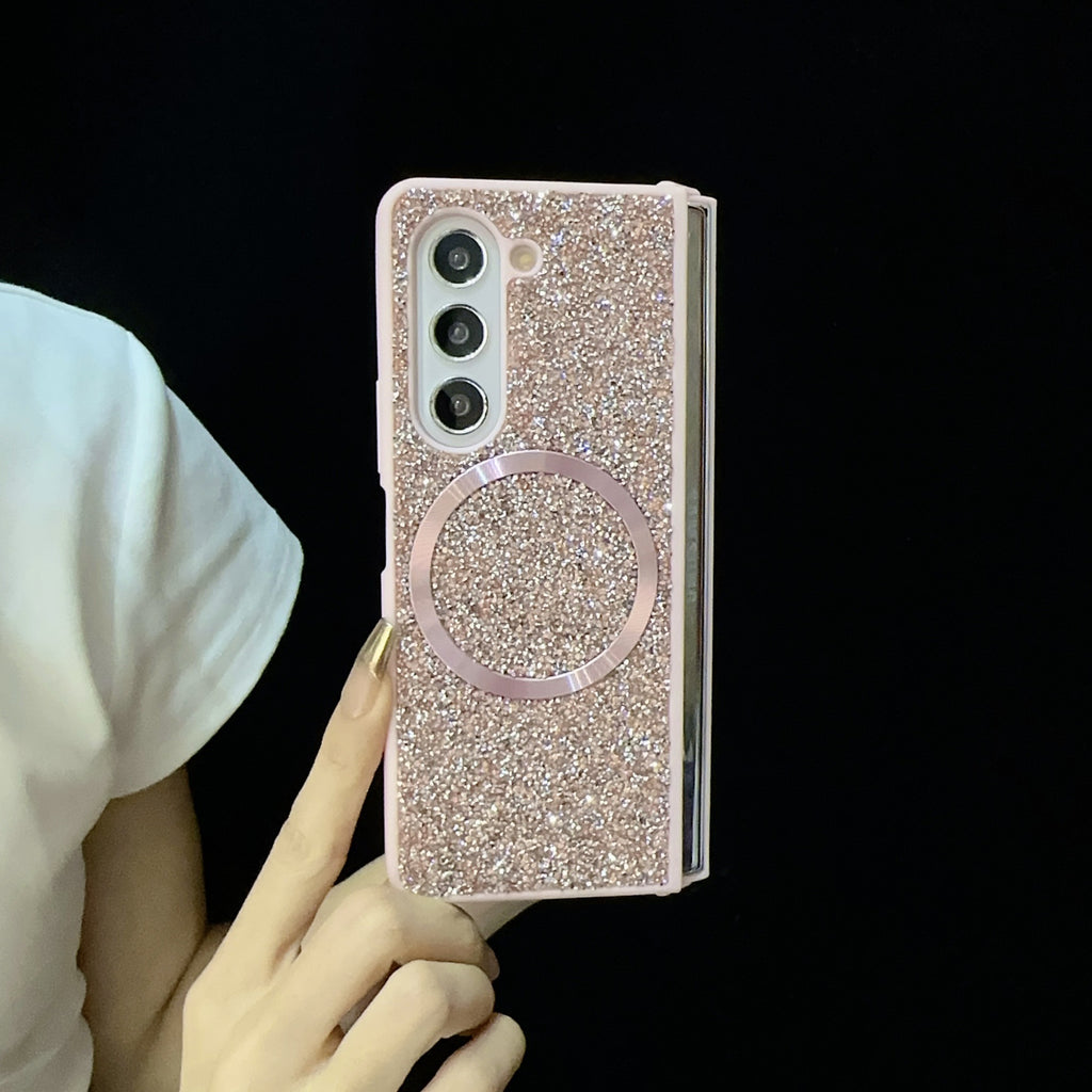 Suitable for Samsung Z Fold 6 Phone Case, Foldable Screen Z Fold 5/W24 Protective Cover, Magnetic Glitter Z Fold 3/4 Case 🇨🇳