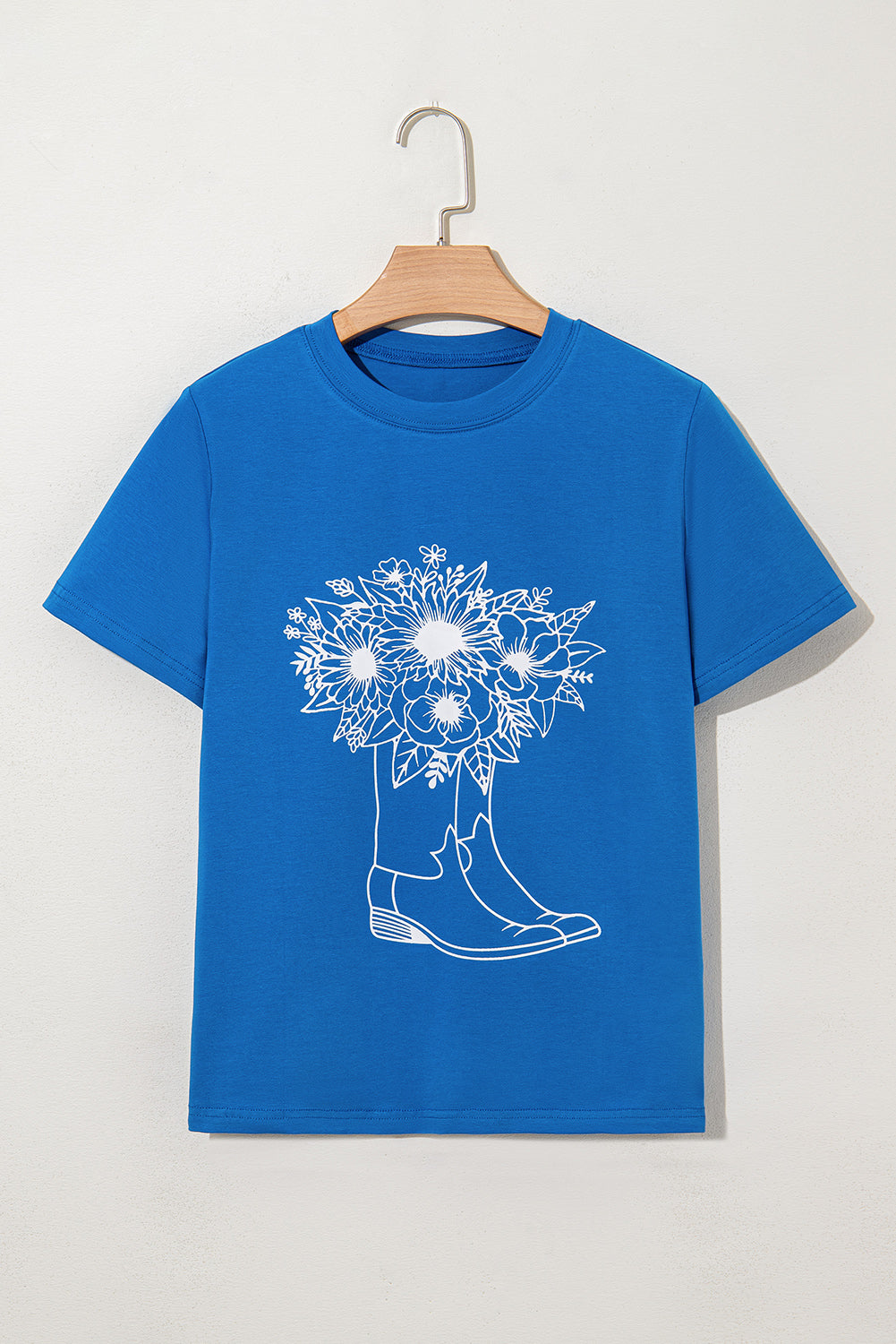 Blue Sunflower Boots Graphic Western Fashion T Shirt 🇺🇲