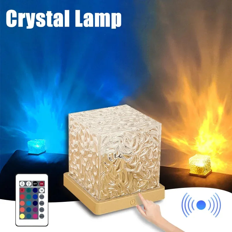 3/16 Colors Dynamic Rotating Water Ripple Projector Night Light Flame Crystal Lamp for Living Room Study Bedroom Bedside Decor 🇨🇳