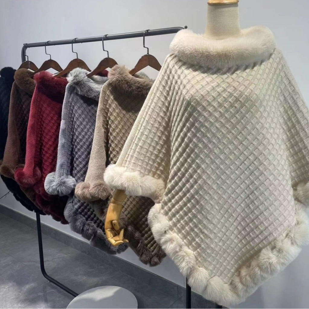 Fur Collar Shawl Cape Luxury Fur Cape Wraps Shawl Autumn Winter Fashion Graceful Cloak Outerwear 🇨🇳