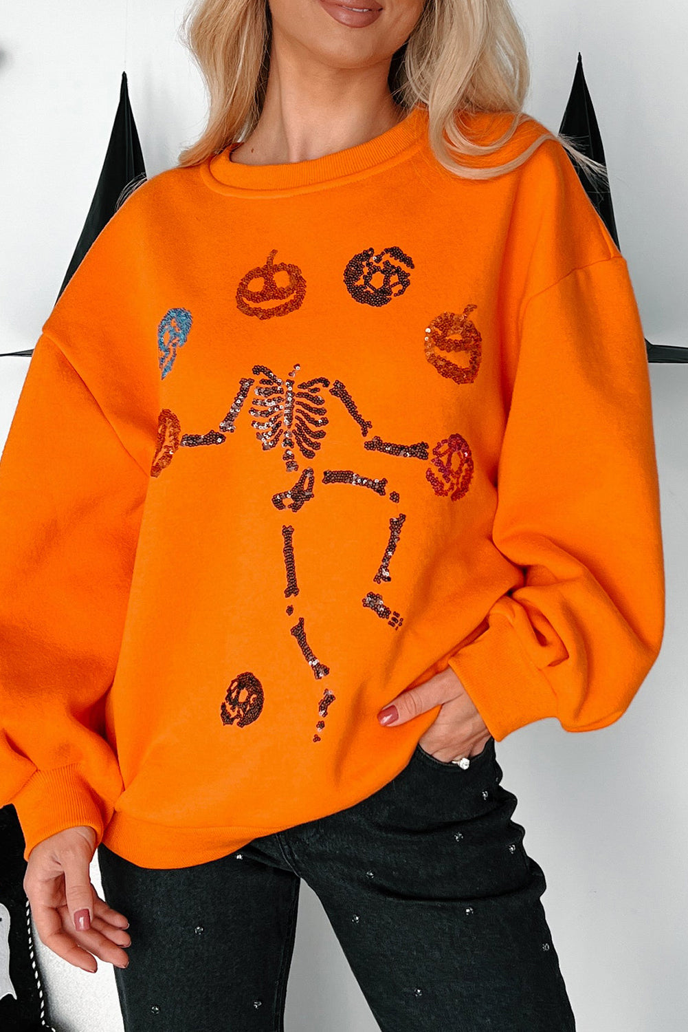 Carrot Dancing Critters Sequin Halloween Crewneck Sweatshirt 🇺🇸
