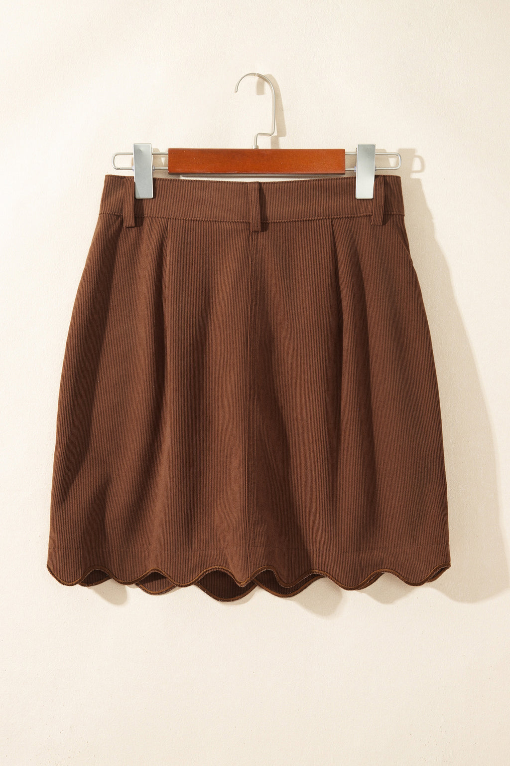Coffee Button Front Corduroy Mini Pockets Sheath Silhouette Skirt 🇺🇸