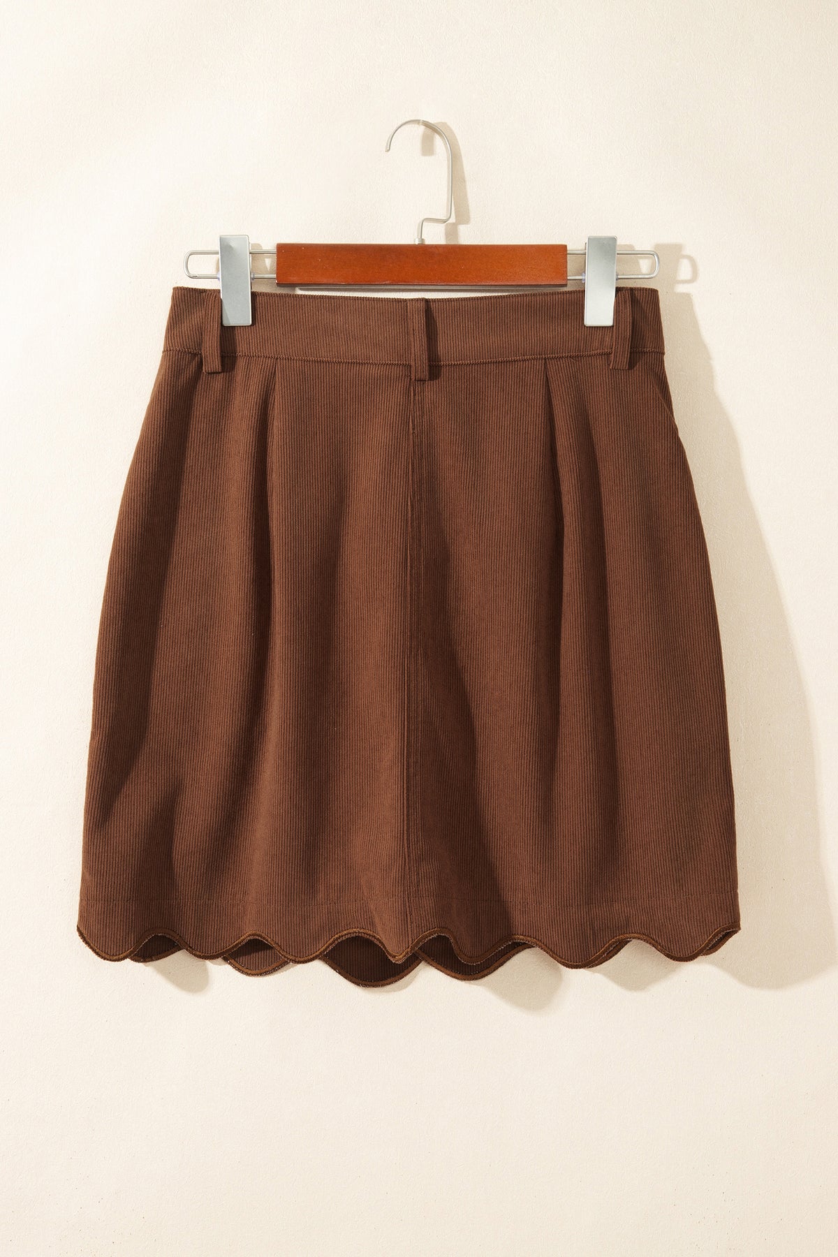 Coffee Button Front Corduroy Mini Pockets Sheath Silhouette Skirt 🇺🇸