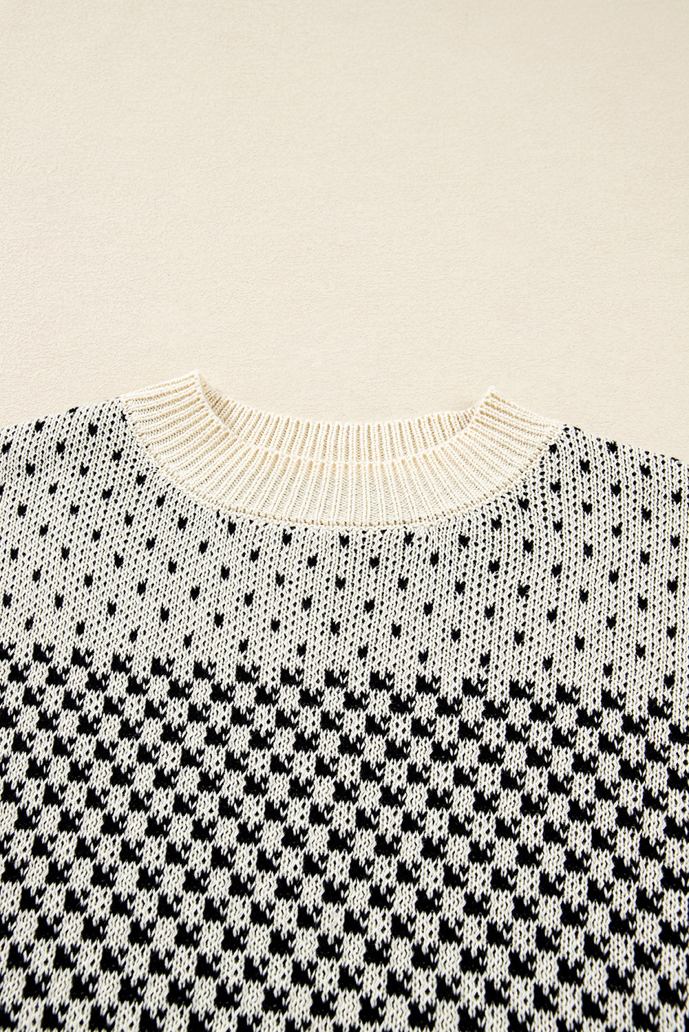 Black Contrast Color Pattern Lantern Sleeve Sweater 🇺🇸