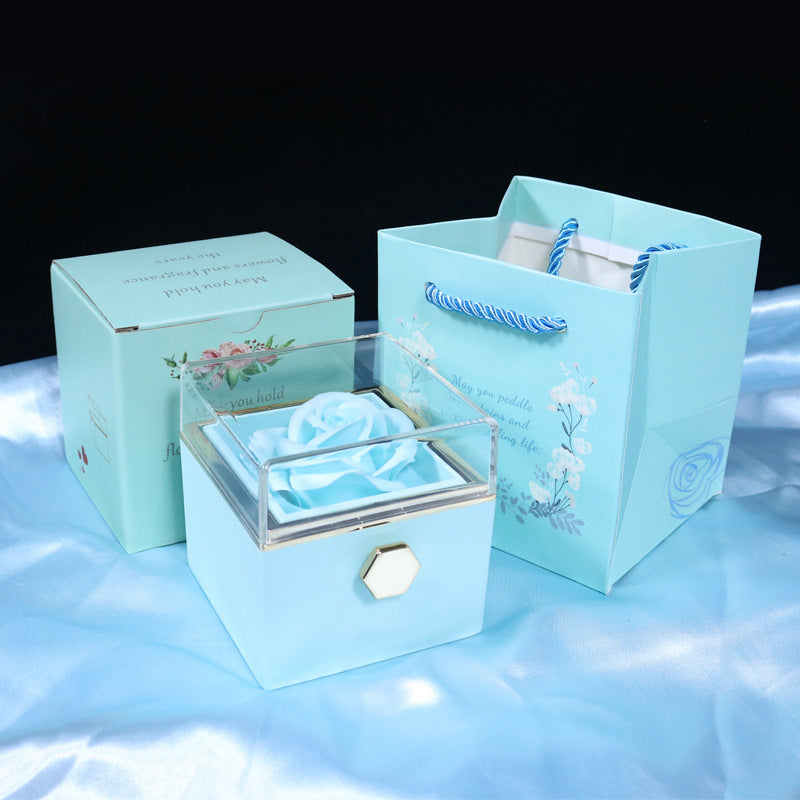 Rotating Soap Flower Rose Gift Box Creative Rotating Rose Jewelry Packaging Box 🇨🇳