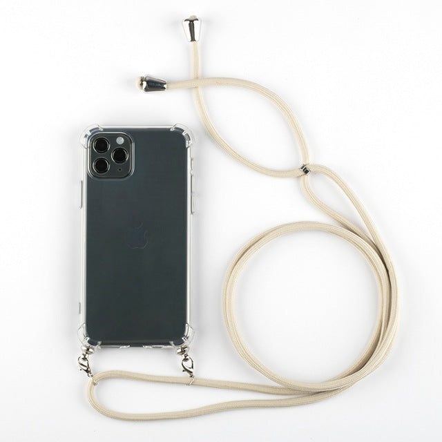 Phone Case For iPhone 11Pro 11 Pro Max Airbag Cover Silicone TPU Clear Case Coque With Lanyard Strap for iPhone 11 🇨🇳