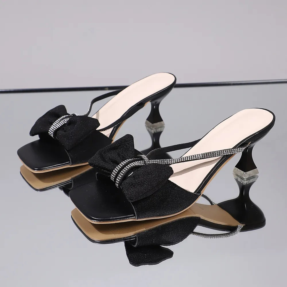 Bow Rhinestone Open-Toe Sandals 🇨🇳