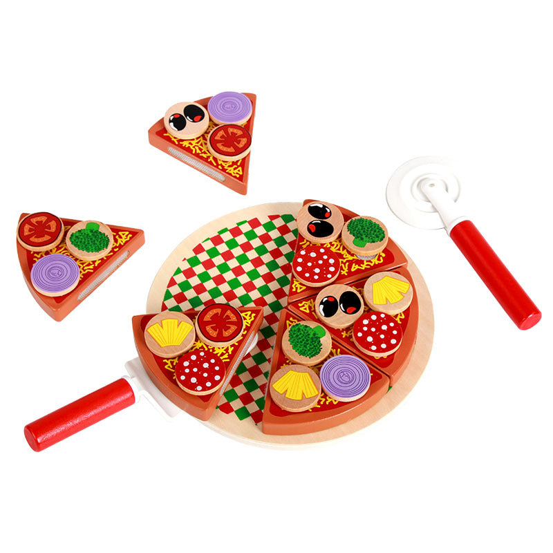Wooden children's kitchen play house toys puzzle mushrooms pizza toys 🇨🇳
