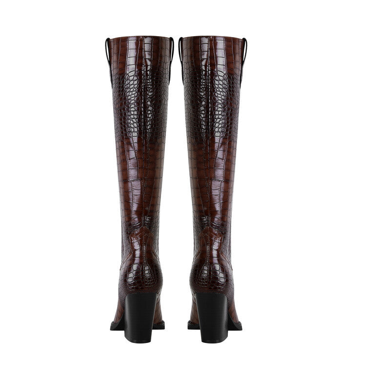 Pointed Toe Plaid Long Boots  🇨🇳