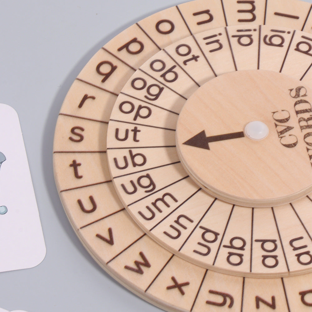 English spelling game natural phonics spinning wheel vowel recognition Montessori early education toys 🇨🇳