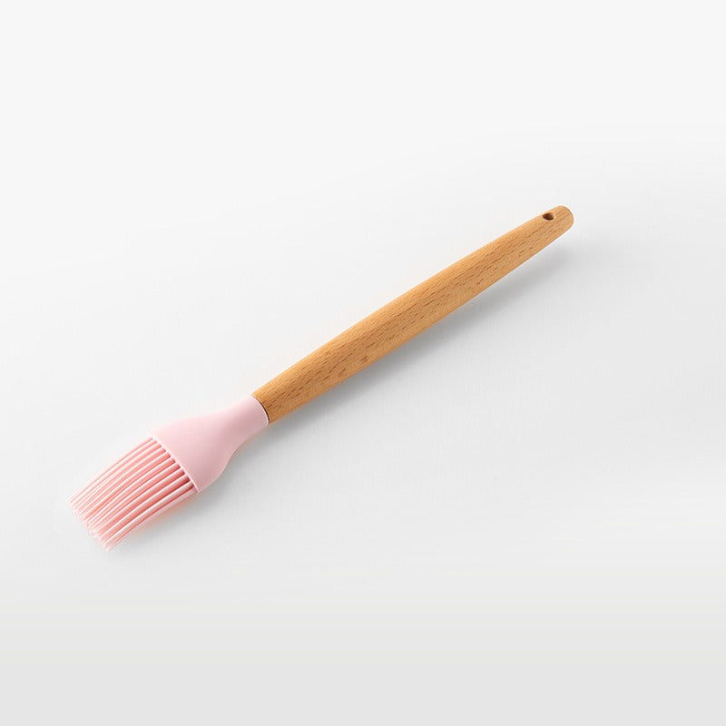11-Piece Barreled Cooking Utensils Set With Wooden Handle Pink 🇨🇳