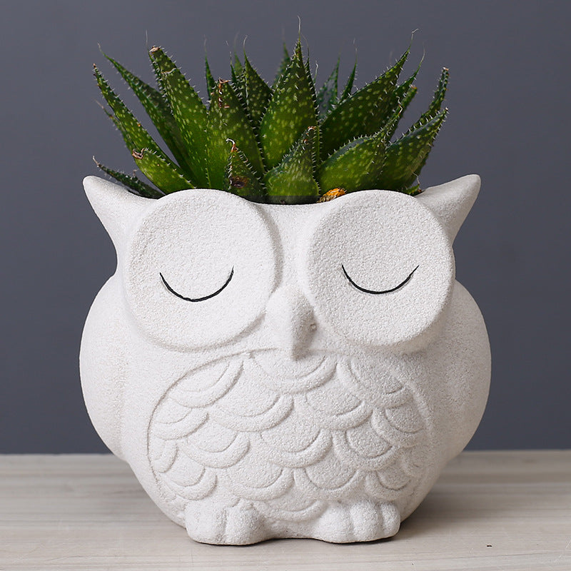 Flower pot ceramic indoor creative simple desktop small animal flower ornaments 🇨🇳