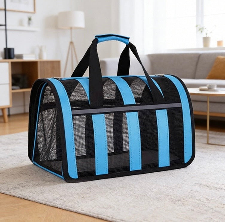 Pet Carrier Dog Cat Foldable Breathable Mesh Carrier with Handle Shoulder Strap 48.5 x 26 x 27cm Random Colours 🇬🇧
