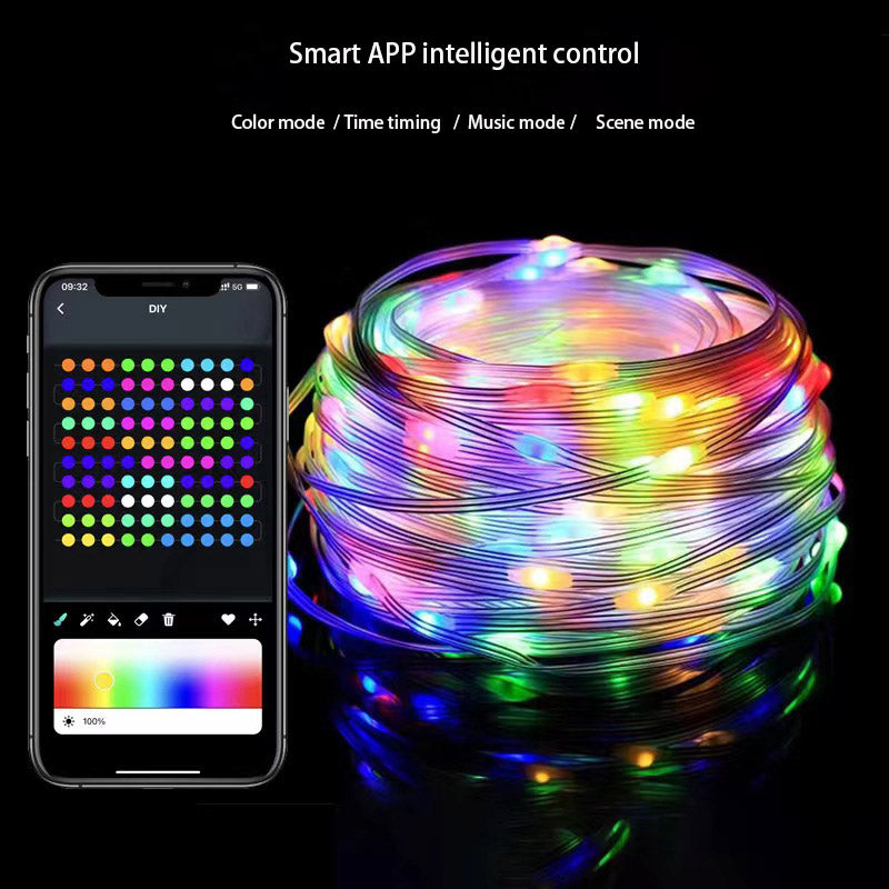 RGB Intelligent Point Control Magic Leather String APP Bluetooth Christmas Day Decoration Outdoor Atmosphere Color Lights 🇨🇳