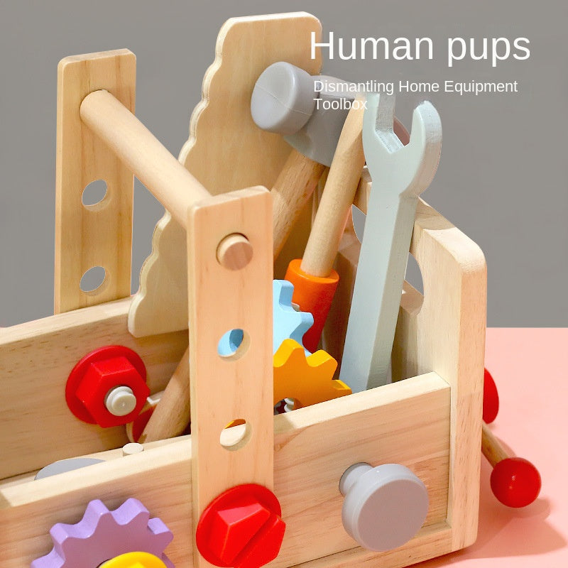 Children's wooden hand-held toolbox, screw and nut disassembly tool, desk tool, puzzle toy 🇨🇳