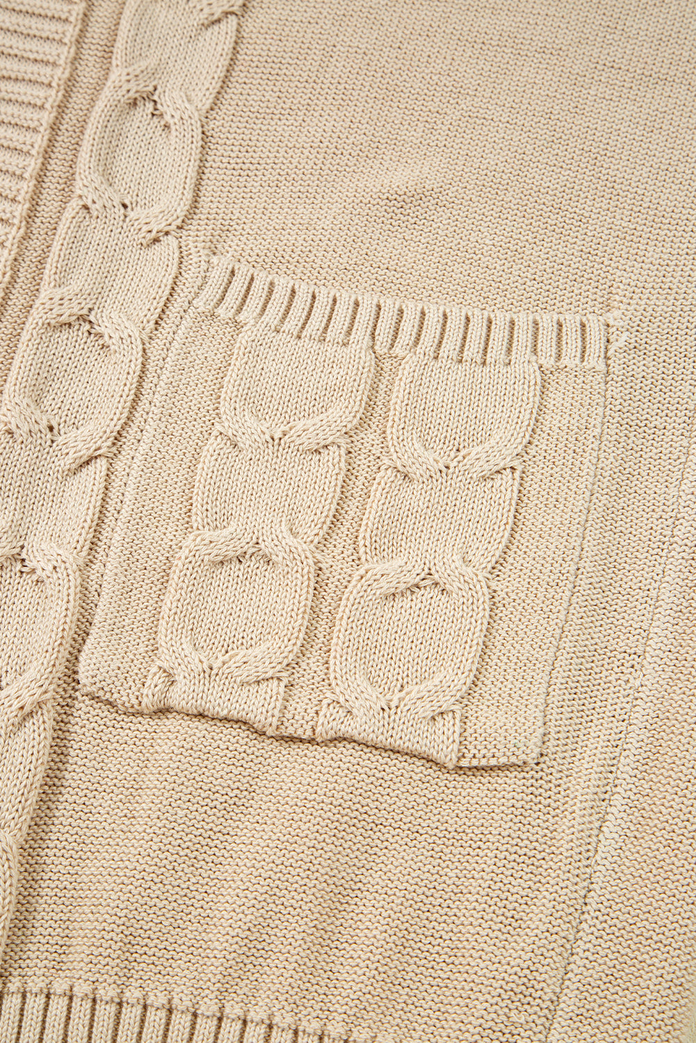 Parchment Cable Knit Braided Tie Sleeve Plus Size Open Cardigan 🇺🇲