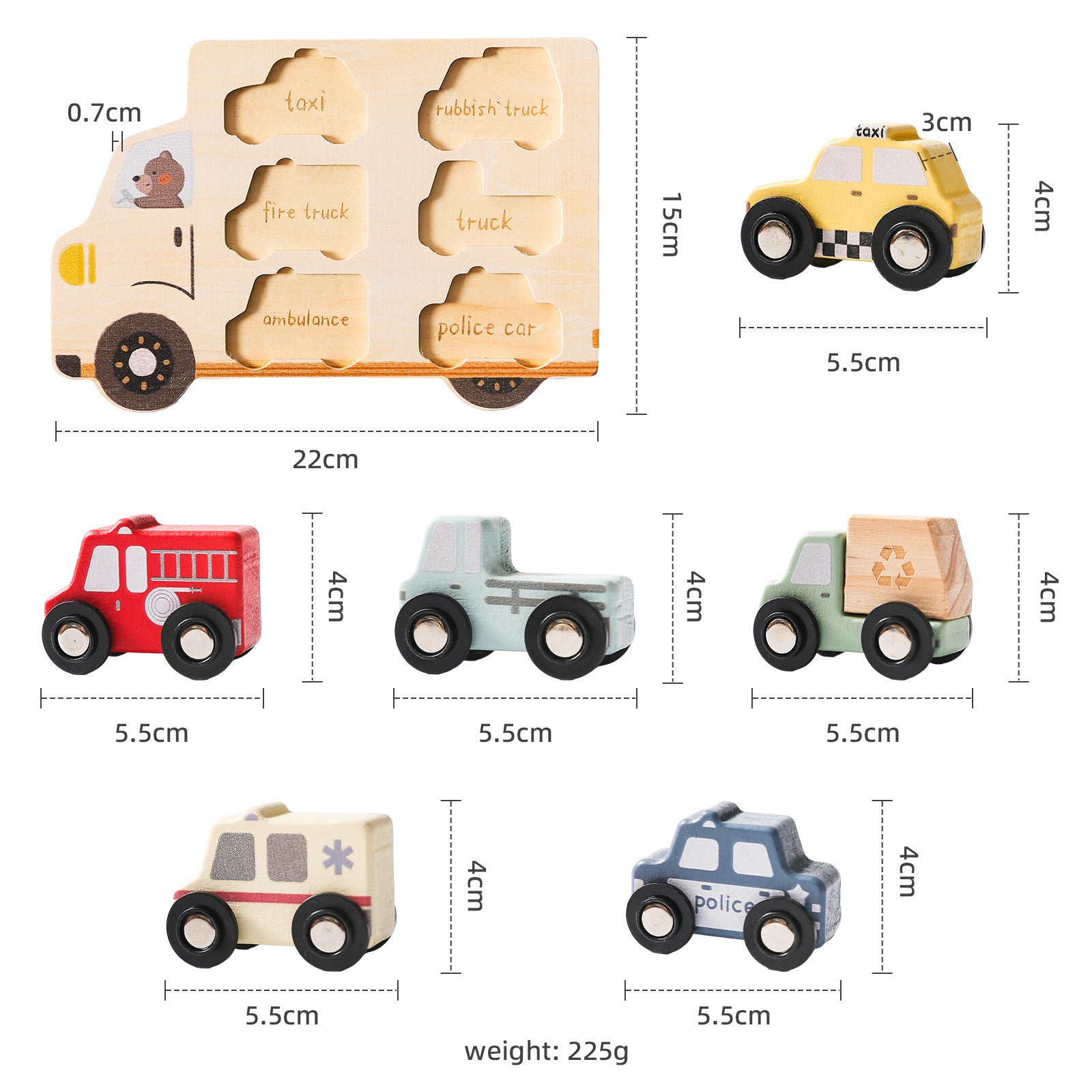 Wooden Three-dimensional Rolling Car Matching Puzzle Baby Early Education Educational Toys 🇨🇳