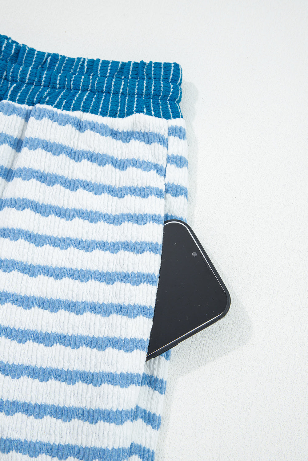 Sky Blue Stripe Collared Pullover Top and Drawstring Pant Set 🇺🇸