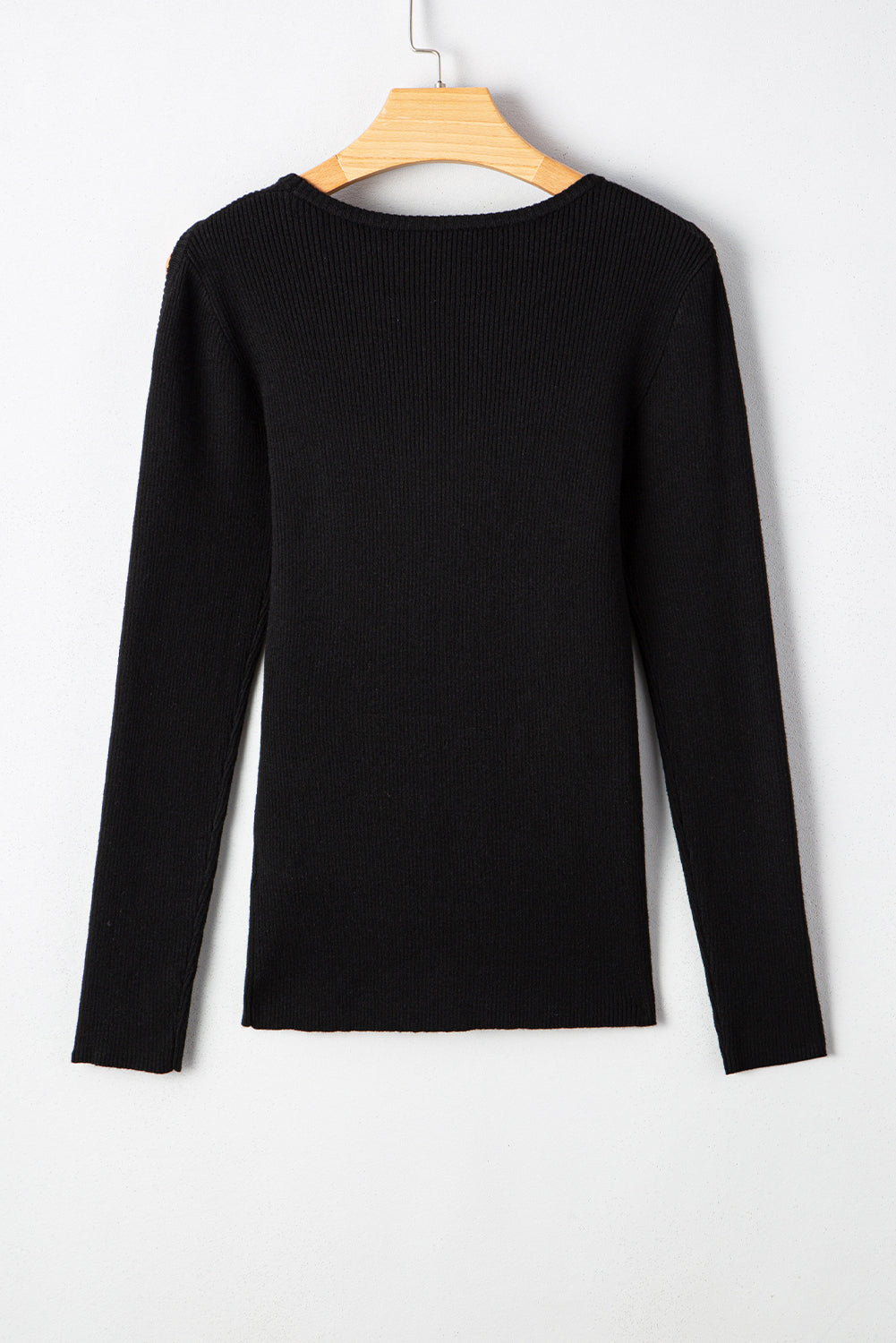 Black Ribbed Knit Cold Shoulder Sweater 🇺🇸