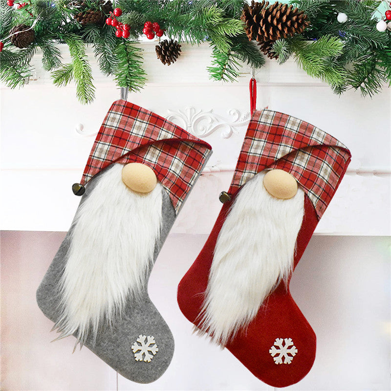 Christmas Stockings Xmas Tree Fireplace Decorative Socks Drop Ornament Candy Bag Gift Holders Hanging Decoration 🇨🇳