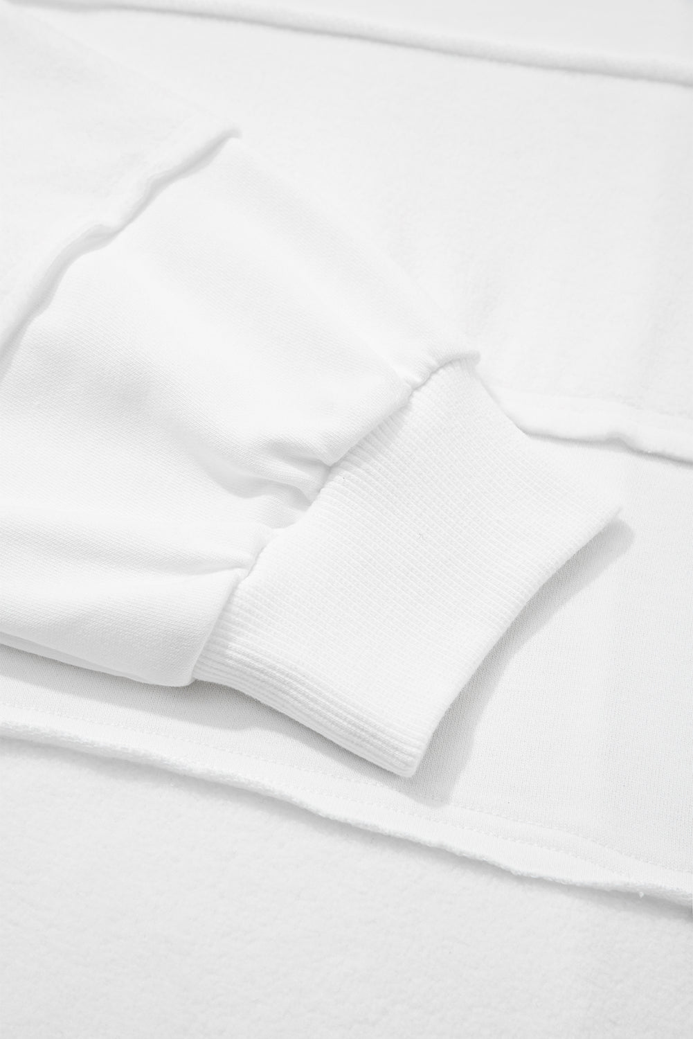White Textured Raw Seam Plus Size Pullover Top and Drawstring Pants Set 🇺🇸