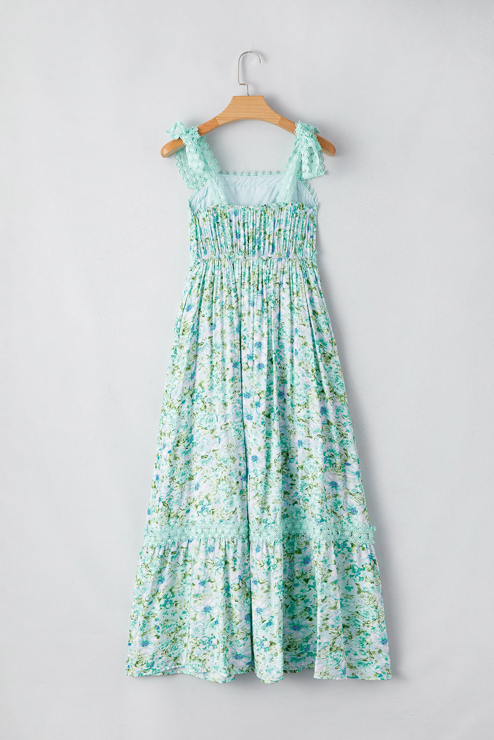 Green Floral Lace Tied Strap Empire Waist Maxi Dress 🇨🇳