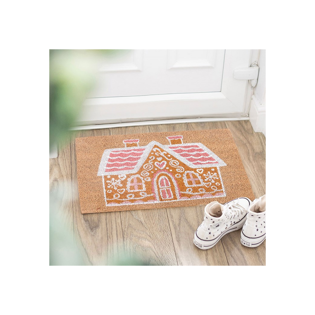 Natural Pink Gingerbread House Doormat 🇬🇧