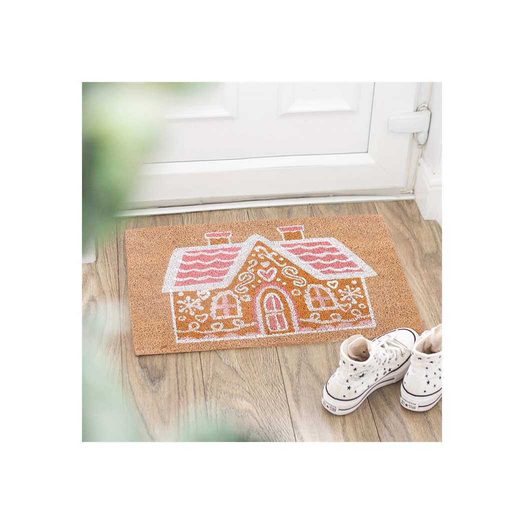 Natural Pink Gingerbread House Doormat 🇬🇧