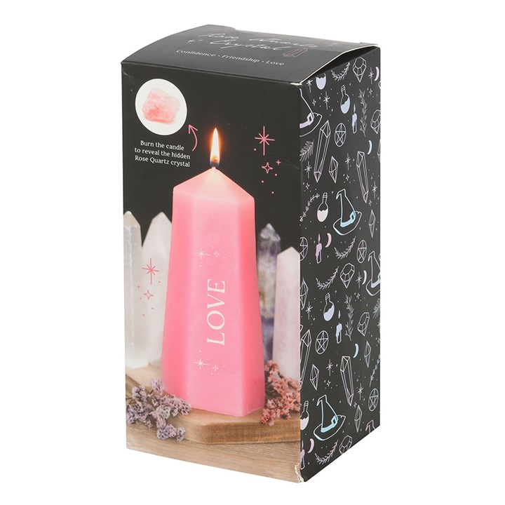 Love Crystal Candle with Rough Rose Quartz 🇬🇧