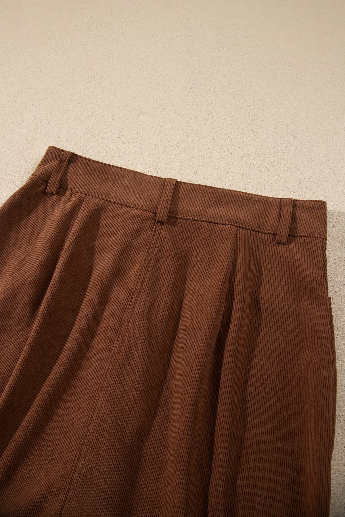 Coffee Button Front Corduroy Mini Pockets Sheath Silhouette Skirt 🇺🇸