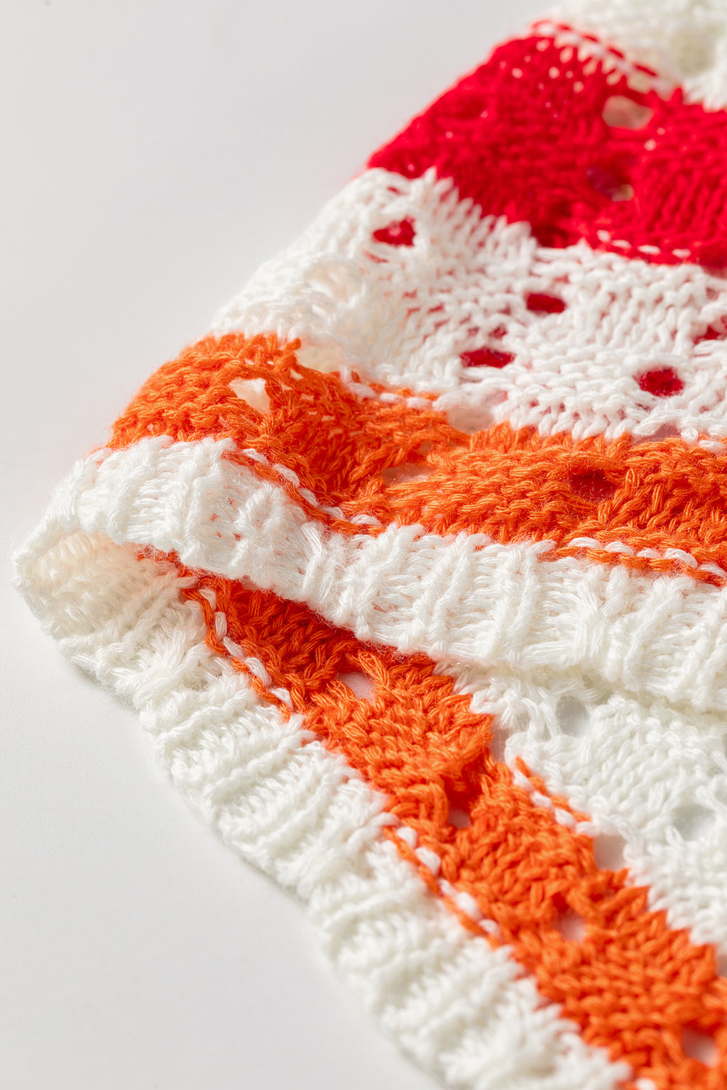 Multicolour Striped Eyelet Knit V Neck Sweater Team 🇺🇸