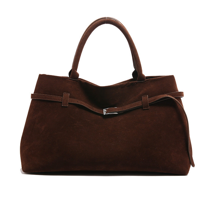 2025 Hot Sale Decorative Design Solid Faux Suede Handbag Large Capacity Casual Tote Bags For Women Tote Design Portable Shoulder Bag 🇨🇳